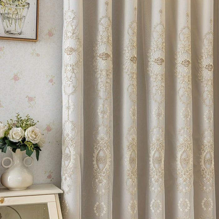 2-Piece Double-Layered Embroidered Blackout Curtains