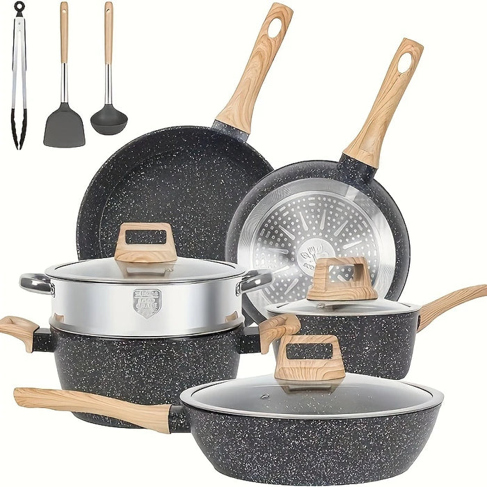 12-Piece Non-Stick Granite Cookware Set