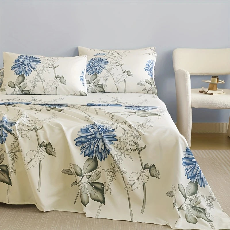 Blue Floral Bedding Set