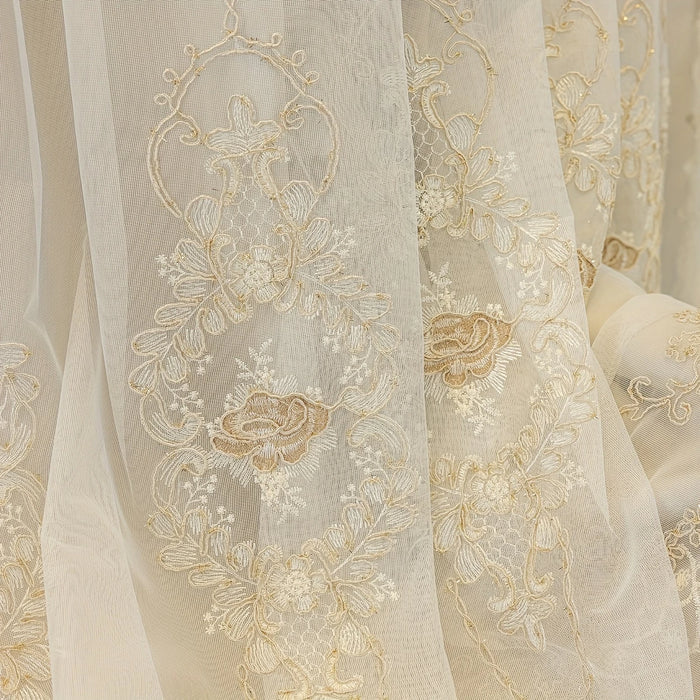 2-Piece Double-Layered Embroidered Blackout Curtains