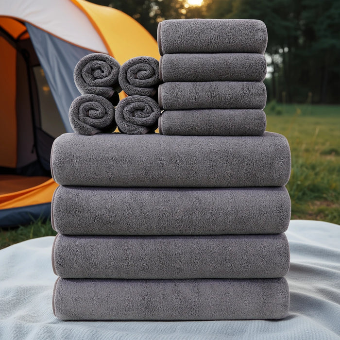 12pcs Super Soft Coral Fleece Bath Towel Set